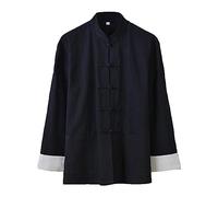 G-LIKE Kung Fu Uniform Clothing - Chinese Traditional Qi Gong Martial Arts Wing Chun Shaolin Tai Chi Taekwondo Training Cloths Apparel Clothing for Man Women Arthritis - Fiberflax (Black, S)