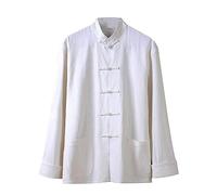 G-LIKE Kung Fu Uniform Clothing - Chinese Traditional Qi Gong Martial Arts Wing Chun Shaolin Tai Chi Taekwondo Training Cloths Apparel Clothing for Man Women Arthritis - Fiberflax (White, M)