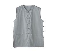 G-LIKE Kung Fu Uniform Vest - Chinese Traditional Qi Gong Martial Arts Wing Chun Shaolin Tai Chi Taekwondo Training Cloths Apparel Clothing for Man Women Arthritis (Grey, L)