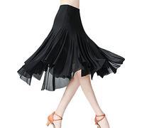 G-LIKE Modern Dance Ladies Skirt - Latin Dances Waltz Tango Jazz Salsa Rumba Latin Performance Party Costume Stretchy Midi Skirt Gauze Dance Dress for Women Girls Black