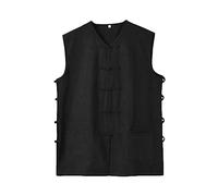 G-LIKE Sports Training Vest - Traditional Chinese Handmade Tangzhuang Style Martial Arts Kung Fu Tai Chi Qi Gong Wushu Taekwondo Uniform Sports Shirt Clothing for Men Women, black, M