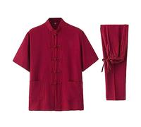 G-LIKE Tai Chi Uniform Clothing - Chinese Qi Gong Martial Arts Wing Chun Shaolin Kung Fu Taekwondo Training Cloths Apparel Clothing Pants (Red, XL)