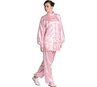 G-LIKE Unisex South Korean Silk Tai Chi Uniform Kung Fu Suits (Pink, L)