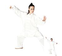 G-LIKE Unisex South Korean Silk Tai Chi Uniform Kung Fu Suits (White, M)