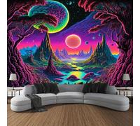 G-LIKE UV Reactive Trippy Neon Tapestries Glow Under UV Light Trippy Wall Haning Tapestry for Bedroom Party Beach Living Room