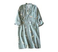G-LIKE Women's Japanese Kimono Robe - Lightweight Floral Yukata Sleepwear, Long Sleeve Loungewear with Belt, Comfortable Loose-Fit Pajama Dress for Home & Vacation
