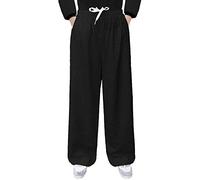 G-LIKE Yoga Palazzo Harem Pants - Kungfu Martial Arts Pants Unisex Boho Super Soft Elastic Waist Floral Baggy Jogging Trousers - Cotton and Hemp (Black, XL)