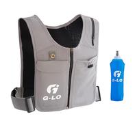 G-LO Fully Reflective Running Vest - 5 Pockets for Keys, Cards, Towels, Phone, Drinks - Adjustable Safety Vest for Night Running, Cycling & Training - With Collapsible 500ml Soft WaterBottle Included