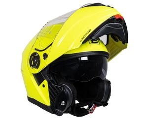 G-MAC Concept Evo Modular Flip Up Front Sun Visor ECE 2205 Approved Motorcycle Motorbike Helmet (Safety Yellow, L)