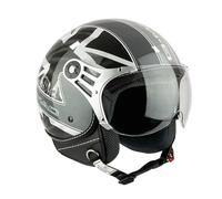 G-MAC Metro Evo Jet Open Face Retro Classic ECE 2206 Motorcycle Scooter Helmet (London Dark, L)
