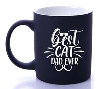G MUGS Dad Coffee Mug Cat Lover Ceramic Funny Cup Gift for Birthday Fathers Day Him Unique Gifts 13oz Black Mug