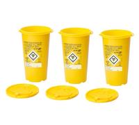 G+N Medical Sharps Disposal Container 1 Litre For Needles - Pack of 3 | Sharps Bin, For Needles, Lancets, Syringes, Tattoo & Beauty Waste, Puncture Resistant, Secure Closures, Regulation Compliant