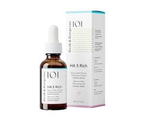 G orgeous 101 HA 5 Rich - Serum with 5 forms of Hyaluronic acid, silky & rich - hydrates, softens & plumps the skin - all skin types especially normal & dry skin, 30ml