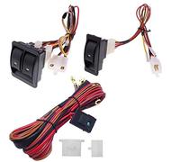 G·PE House 6Pcs 12V Universal Car Power Window Switch Regulator Kits with Wiring Harness for 2 Doors - Illuminated Push Button - Black