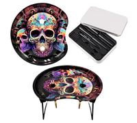 G-Pin Cone Filler C Shape Rolling Tray - Foldable Stand For Stuffing King Size or 1 1 1/4 Standard Pre-Rolled Rolling Paper Cones (18.5cm x 16.5cm x 14cm) (Skulls)