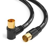 G-PLUG 0.5 m RG6 Antenna Cable 90° Angle IEC Male to Angle Socket | TV Cable, Coaxial Cable Extension for Cable TV DVB-C, DVB-T2 and Radio, 4K HDTV, Gold-Plated Contacts, Black