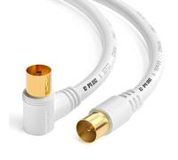 G-PLUG 0.5 m RG6 Antenna Cable 90° Angle IEC Male to Angle Socket | TV Cable, Coaxial Cable Extension for Cable TV DVB-C, DVB-T2 and Radio, 4K HDTV, Gold-Plated Contacts, White