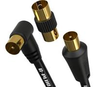 G-PLUG 0.5m Long TV Aerial Cable Right Angle with Plug Adapter - Coaxial Satellite Cable TV Antenna AV Lead Male to Male with RF Connector Coax Extension Gold - FreeView, FreeSat, Sky Box, BT