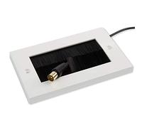G-PLUG 2 Gang Brush Plate for HDMI, Cable Pass Through Wall Plate, White | Neat wall cable management for TV, Ethernet, coaxial and speaker cables; double-gang faceplate includes screws and wall plugs