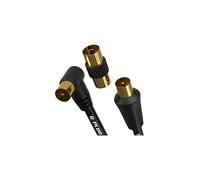 G-PLUG 2m Long TV Aerial Cable Right Angle with Plug Adapter - Coaxial Satellite Cable TV Antenna AV Lead Male to Male with RF Connector Coax
