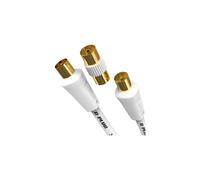 G-PLUG 2m Long TV Aerial Cable with Plug Adapter - Coaxial Satellite Cable TV Antenna AV Lead Male to Male with RF Connector Coax Extension Gold -
