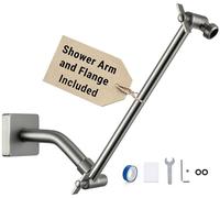 G-Promise 11 Inch Shower Head Extension Arm with Shower Arm and Flange, Solid Brass Flexible Height & Angle Extender with Lock Joint, Compatible with Rainfall and Handheld Showerhead (Brushed Nickel)