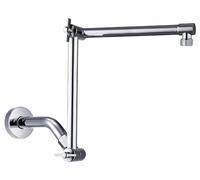 G-Promise 16 Inch Shower Arm Extension with Flange, Solid Brass Adjustable Height & Angle Extender with Lock Joint, Compatible with Most Standard Shower Systems (Chrome)