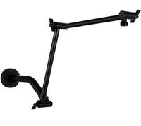 G-Promise 18 Inch Extra Long Shower Head Extension Arm, Shower Arm with Flange, Brass Flexible Height & Angle with Lock Joint, Rise or Lower, G1/2 Universal Thread Rain Shower Arm (Matte Black)