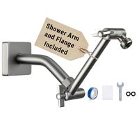 G-Promise 6 Inch Shower Head Extension Arm with Shower Arm and Flange, Solid Brass Flexible Height & Angle Extender with Lock Joint, Compatible with Rainfall and Handheld Showerhead (Brushed Nickel)