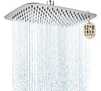 G-Promise All Metal 12 Inch Extra Large Rain Shower Head, Rectangular Rain Shower Head for Full Body, Stainless Steel, Ceiling or Wall Mount (Chrome)