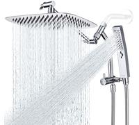G-Promise All Metal 12 Inch Shower Head with Massage Mode Handheld, Rain Shower Head with Handheld Spray Combo, 3-Way Diverter with Pause Setting, 11 Inch Adjustable Extension Arm (Chrome)