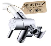 G-Promise All Metal High Flow Shower Diverter Valve with Bracket, 3 Way Splitter with Pause Mode for Handheld and Fixed Shower Head, Bathroom Universal Adapter System Replacement Part (Chrome)