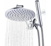 G-Promise Full Metal Dual Shower Head, 10 Inch Rain Shower Head, Hand Held Spray Wand, Smooth 3-Way Diverter, with Adjustable Extension Arm, Hose