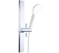 G-Promise No Drilling Metal Shower Slide Bar with Height and Angle Adjustable Handheld Shower Head Holder |Strong Adhesive Disc Mount or Wall-Mounted (Chrome)