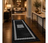 G&Q Rhodes Greek Key Area Rug, Modern Anti-Slip Polyester Floor Carpet with Fringed Edges, Soft Geometric Runner Rug for Living Room, Bedroom, Hallway, Kitchen and Dining Room