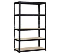 G-Rack 5-Tier Garage Shelving Unit with 175kg Load Per Shelf - Single Bay Shelving Unit - 180cm x 90cm x 40cm - Black Metal Frame with MDF Boards for Garage, Home, or Office Storage