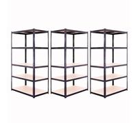 G-Rack Garage Shelving Unit: 150cm x 75cm x 30cm | Three bays, Black 5 Tier Unit | 175kg Load Weight Per Tier (875kg Per Unit) | Home, Office, Garage or Business Use | 5 Year Warranty