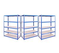 G-Rack Garage Shelving Unit: 180cm x 120cm x 60cm | Three bays, Blue 5 Tier Unit | 175kg Load Weight Per Tier (875kg Per Unit) | Home, Office, Garage or Business Use | 5 Year Warranty
