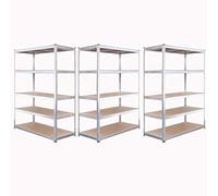G-Rack Garage Shelving Unit: 180cm x 120cm x 60cm | Three bays, Galvanised 5 Tier Unit | 175kg Load Weight Per Tier (875kg Per Unit) | Home, Office, Garage or Business Use | 5 Year Warranty
