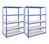G-Rack Garage Shelving Unit: 180cm x 120cm x 60cm | Two bays, Blue 5 Tier Unit | 175kg Load Weight Per Tier (875kg Per Unit) | Home, Office, Garage or Business Use | 5 Year Warranty