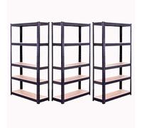 G-Rack Garage Shelving Unit: 180cm x 90cm x 30cm | Three bays, Black 5 Tier Unit | 175kg Load Weight Per Tier (875kg Per Unit) | Home, Office, Garage or Business Use | 5 Year Warranty