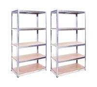 G-Rack Garage Shelving Unit: 180cm x 90cm x 40cm | Two bays, Galvanised 5 Tier Unit | 175kg Load Weight Per Tier (875kg Per Unit) | Home, Office, Garage or Business Use | 5 Year Warranty