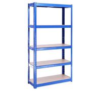 G-Rack Garage Shelving Units - 5 Tier Storage Rack Shelves Shelf Unit - 180x90x40 cm - 1 Bay, 150 kg Per Shelf - Heavy Duty Metal Industrial Shelves Storage Rack Shed Solutions - Blue