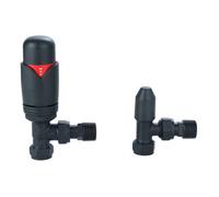 G-Rad Anthracite Angled Trv Thermostatic Radiator Valve And Lockshield 15mm X 1/2"