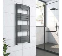 G-Rad Anthracite Heated Towel Rail Flat Panel Bow Fronted Designer Bathroom Radiator - (H) 1200 X (W) 550mm