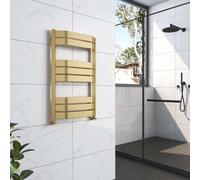 G-Rad Brushed Brass Heated Towel Rail Flat Panel Bow Fronted Designer Bathroom Radiator - (H) 850 X (W) 550mm