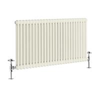 G-Rad Cream Double Column Horizontal Cast Iron Radiator - (H) 600 x (W) 1165mm - Modern Contemporary High-Output Heavy Duty Radiator - Wall Mounted Central Heating For Home Décor Living Dining Bedroom