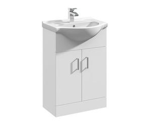 G-Rad Gloss White Freestanding Bathroom Vanity Unit & Basin Set - 550mm