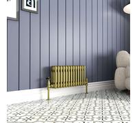 G-Rad Gold Triple Column Horizontal Cast Iron Radiator - (H) 300 x (W) 600mm - Modern Contemporary High-Output Heavy Duty Radiator - Wall Mounted Central Heating for Home Décor Living Dining Bedroom