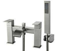 G-Rad Kova Nerra Bathroom Bath Filler Shower Mixer Tap Handset Modern Dual Lever Handle Deck Mounted In Gun Metal